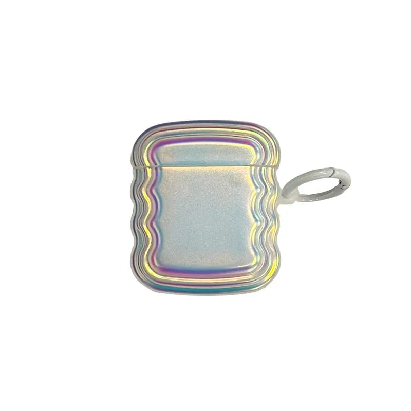 Silicone AirPods case with magic laser holographic colour and ring attachment