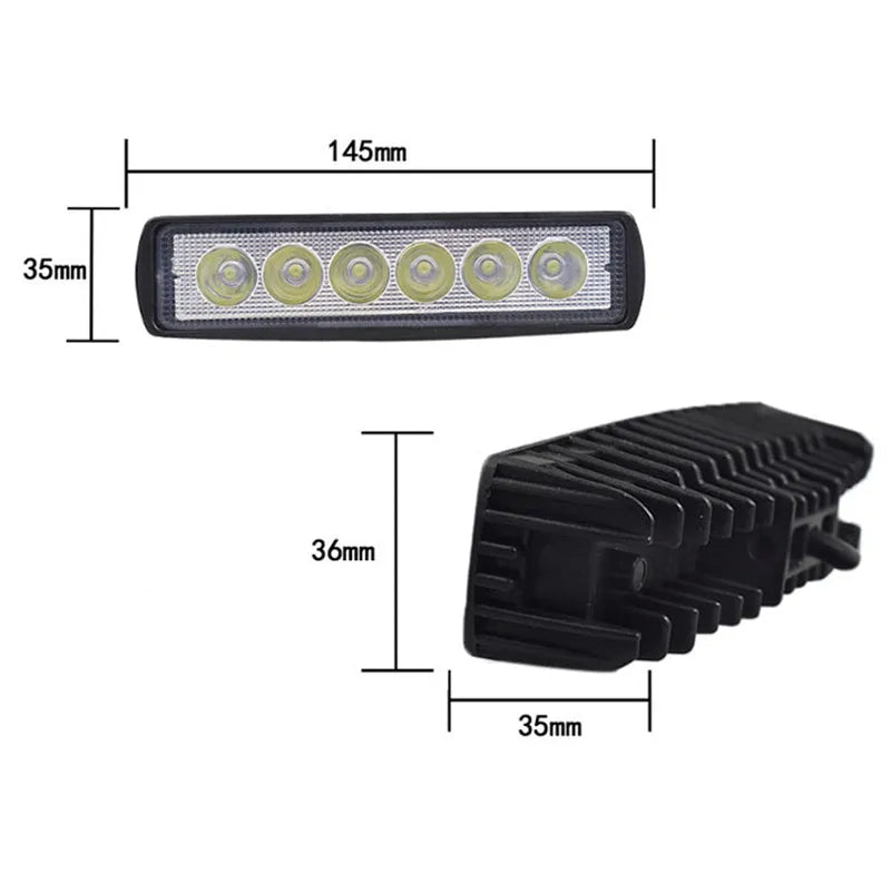 Black car auxiliary light with die-cast aluminium shell and 6 LED spotlight configuration