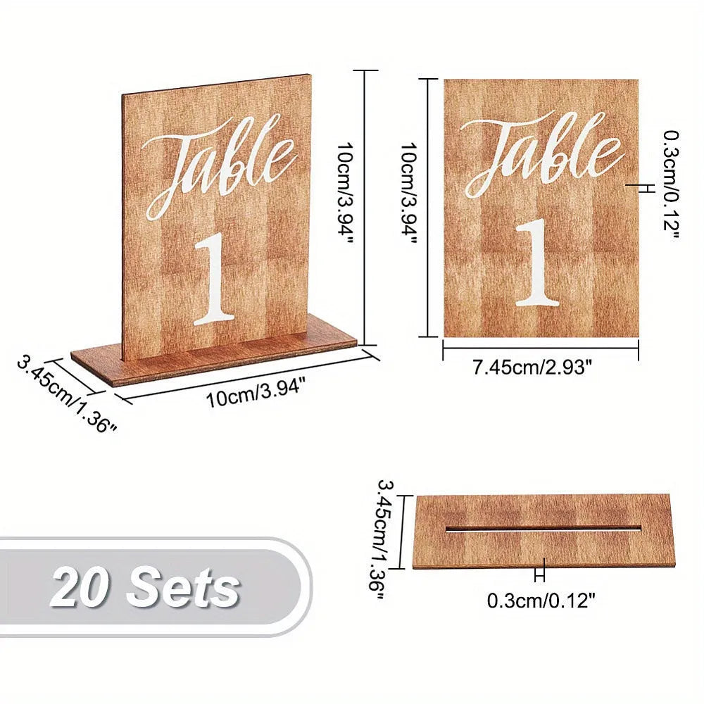 Set of 20 wooden board ornaments in American country style, each 10x7.4 cm, on a wooden surface