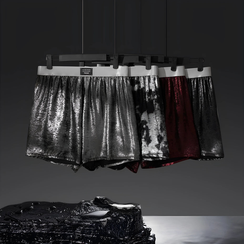 Woven polyester mid waist loose fit sports underwear in Streamer Color with reflective bright silver details
