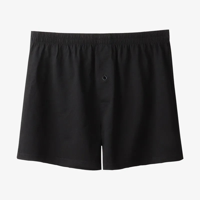 Men's cotton boxer shorts in black, light grey and navy blue colours with high waist and loose fit