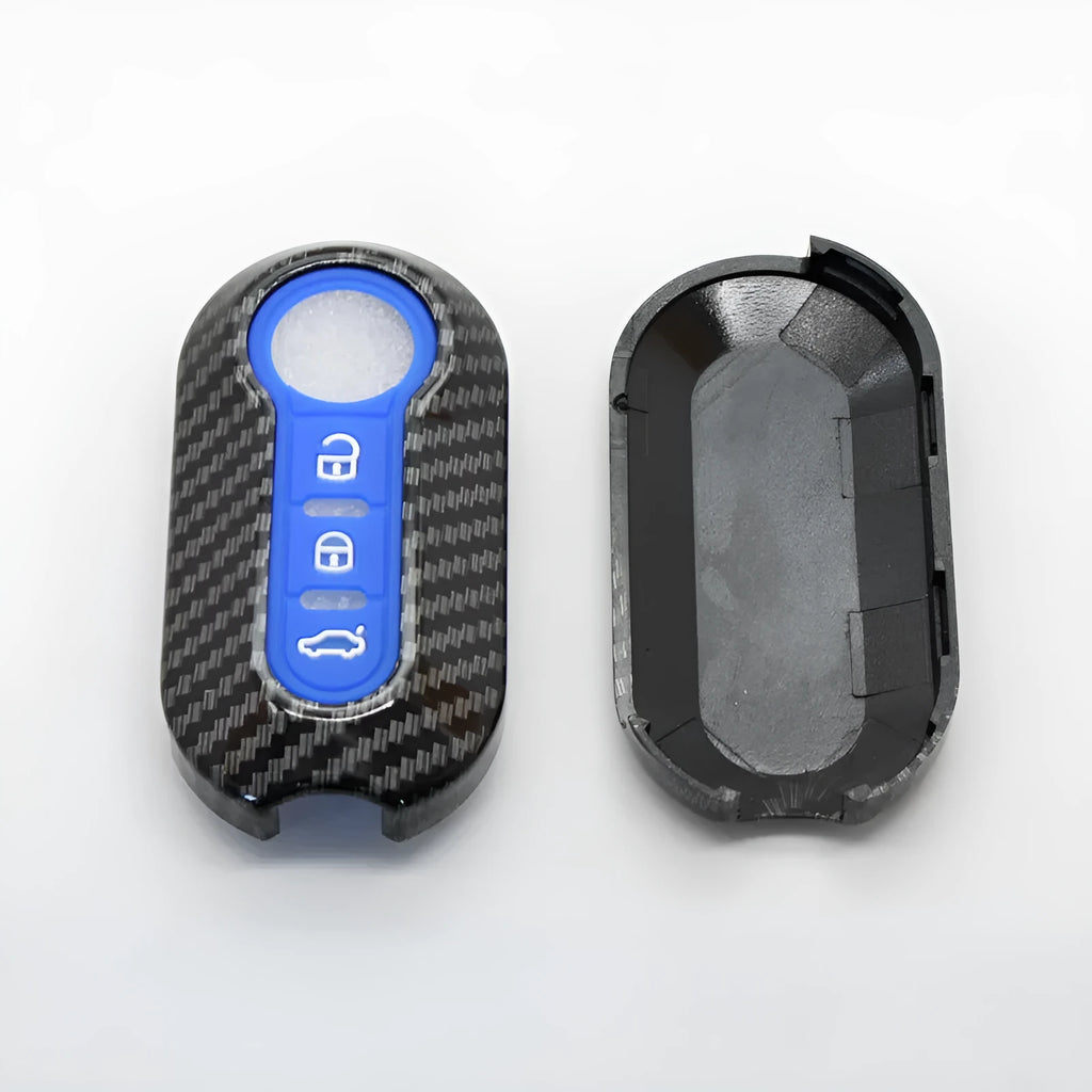 Fiat 500 remote key replacement shell with carbon fibre pattern in ABS plastic