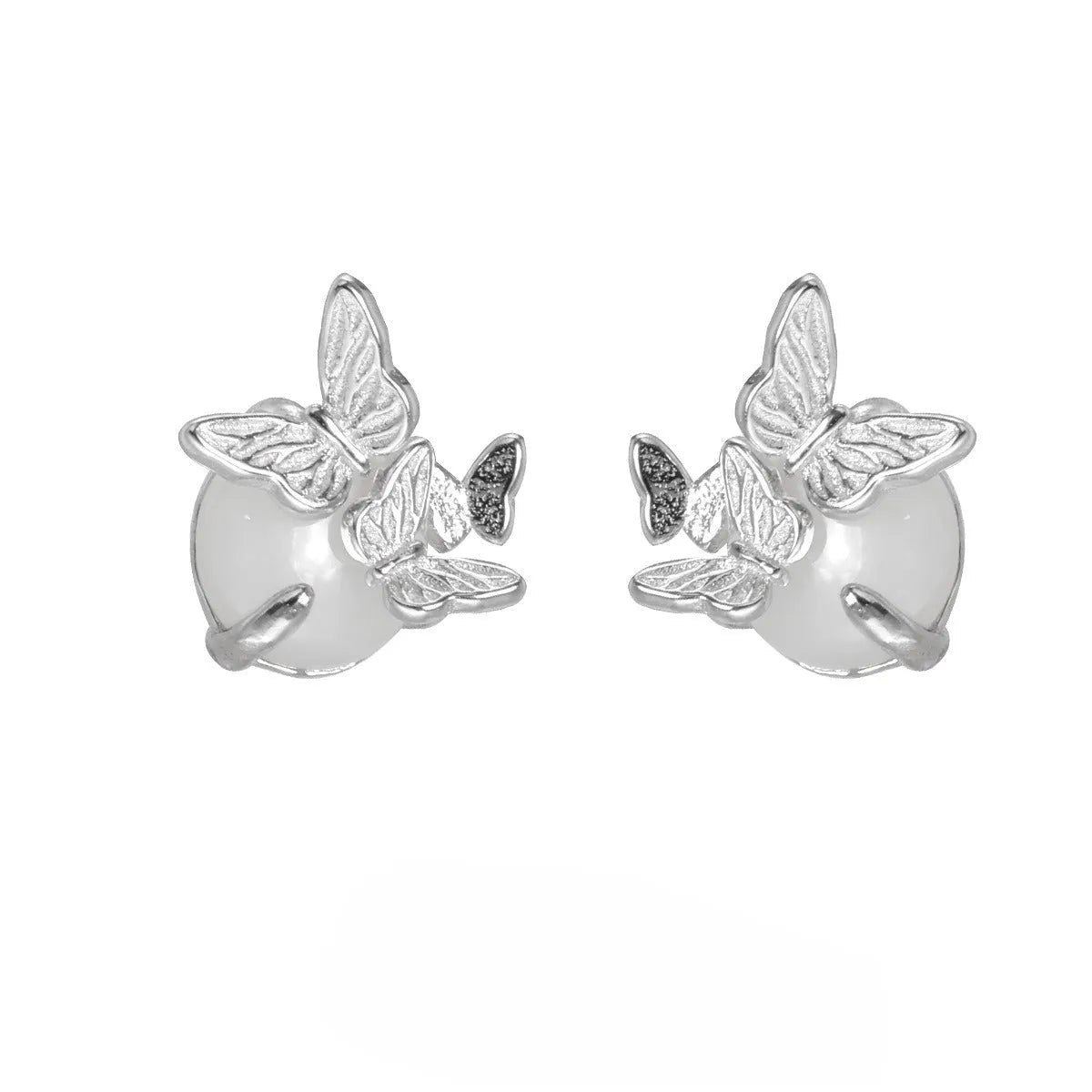 925 sterling silver butterfly stud earrings in gold or white gold colour finish.