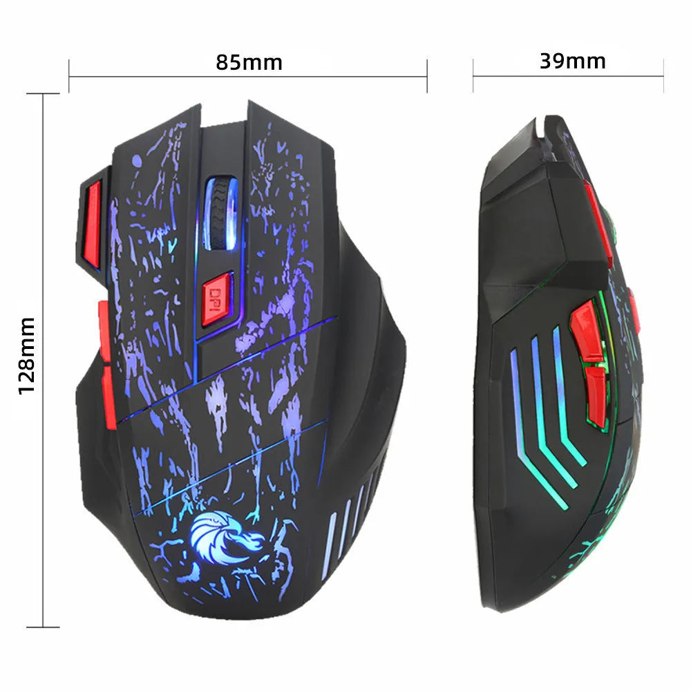 Water Crack colourful luminous gaming mouse with wired USB connection and ergonomic design