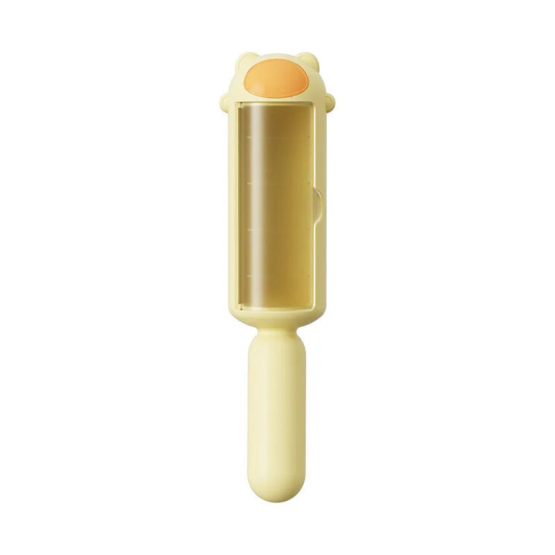 Blue reusable pet hair remover roller for cleaning furniture and car seats.