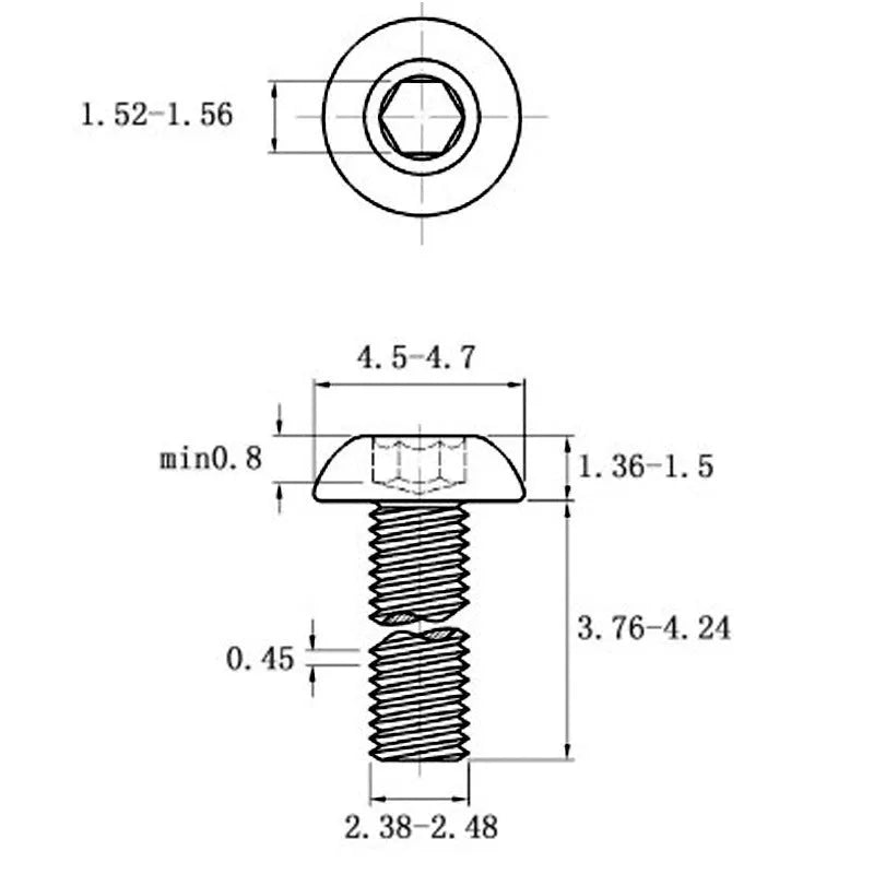 Stainless steel A2-70 half round pan head hexagon screw with whitewash finish