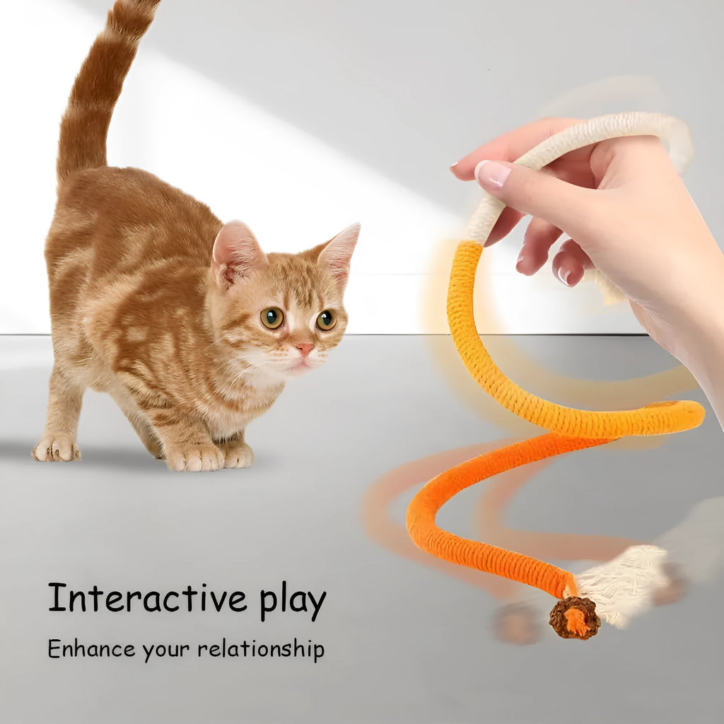Bite rope catnip toy in 70cm cotton string, purple colour, for cat teething play
