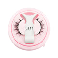 Set of reusable waterproof false eyelashes in five styles on a clear tray