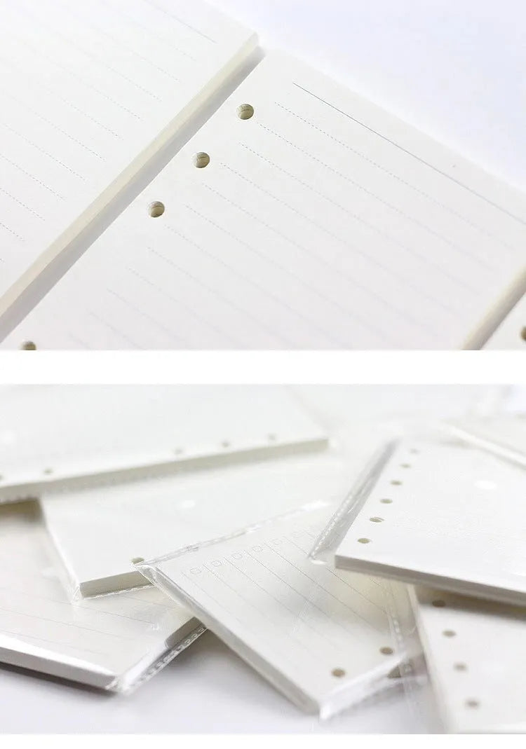 A5 6-hole loose-leaf refill with blank dot matrix horizontal line and square grid layouts on Daolin paper