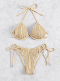 Women's steel bracket underwire bikini swimsuit in polyester fabric