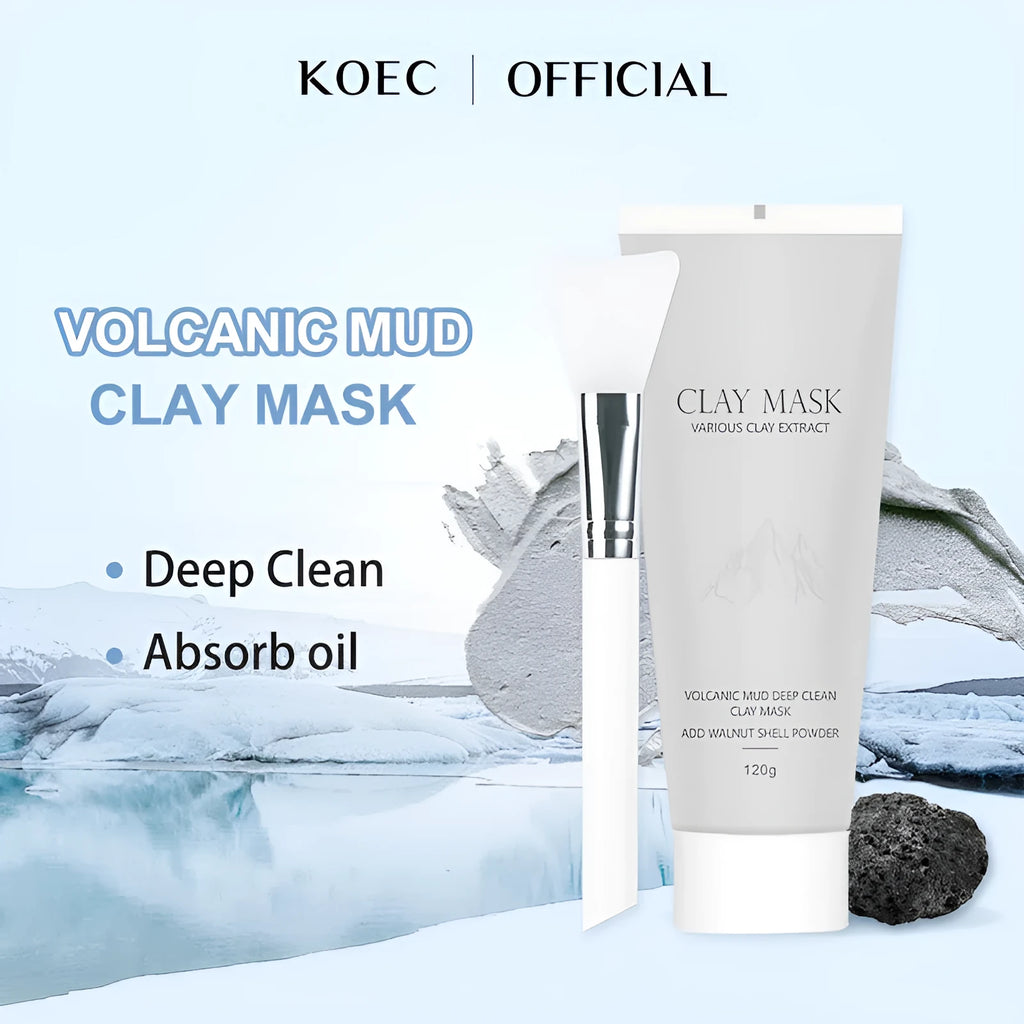 Volcanic mud mask deep cleaning facial mask with brush 120ml export