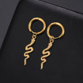 Gold plated stainless steel snake-shaped vintage earrings with clip fastenings