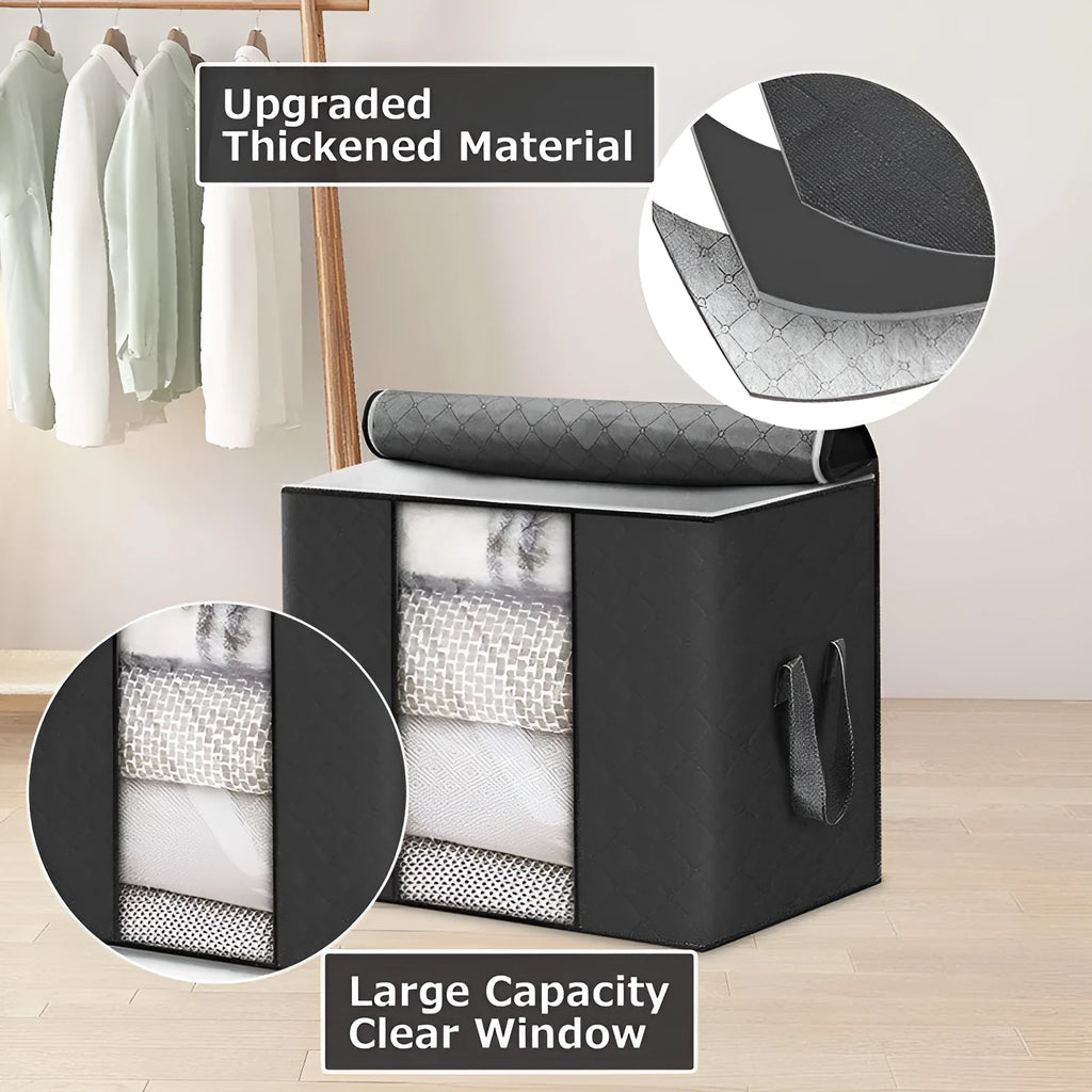 Non-woven fabric quilt storage organiser bags in multiple sizes and colours for wardrobe organisation