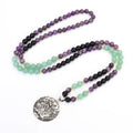 Yoga lotus pendant necklace with adjustable chain and matching bracelet set