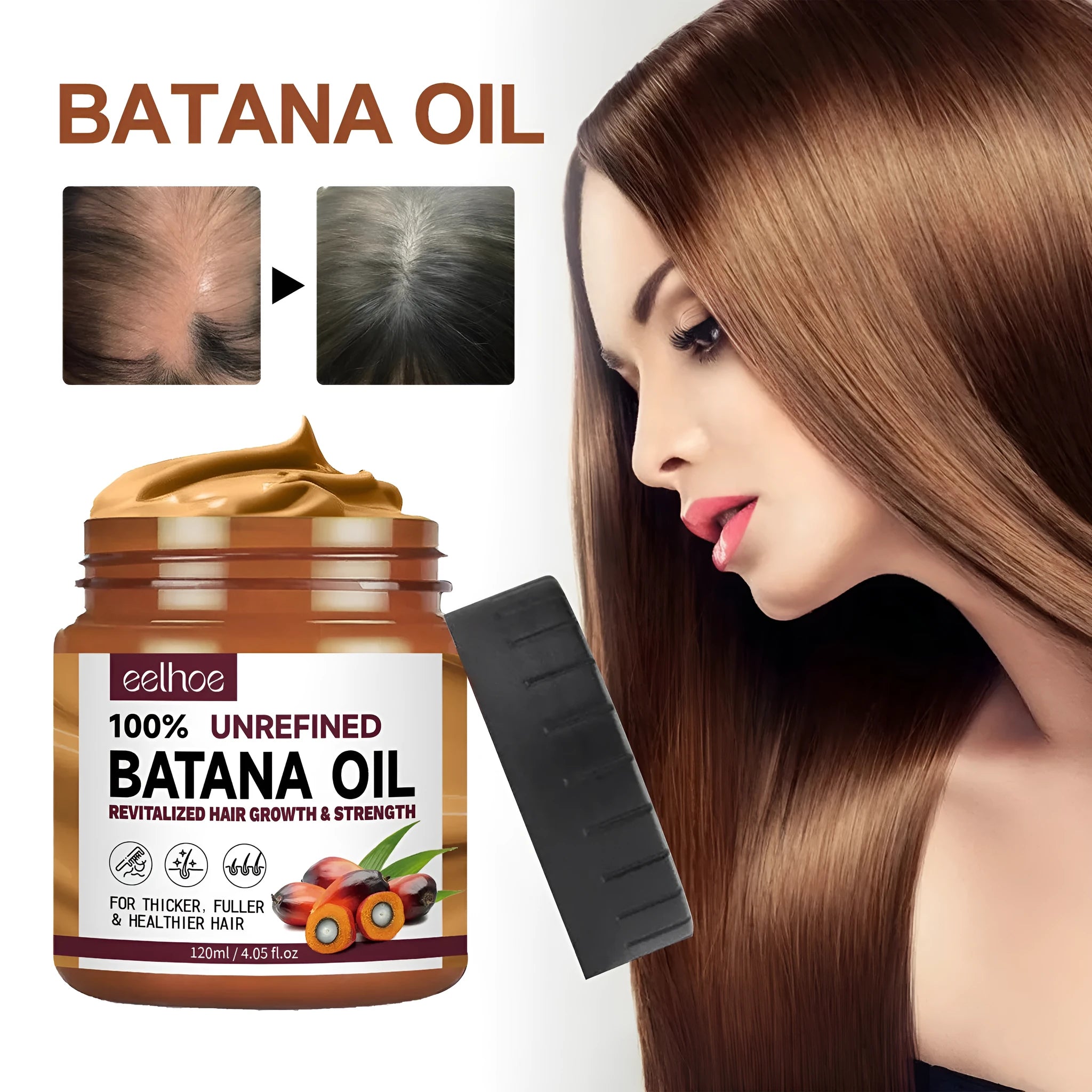 Batana oil hair conditioner straightening smoothing hair mask for anti hair loss split ends damaged fluffy hair 120ml bottle