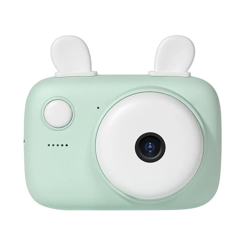 A2 kids digital camera in macaron colours with dual lenses, 2.4-inch screen, and included lanyard.