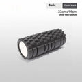 EVA foam roller in choice of colours including black, grey, pink, sky blue, and light purple on a gym floor.