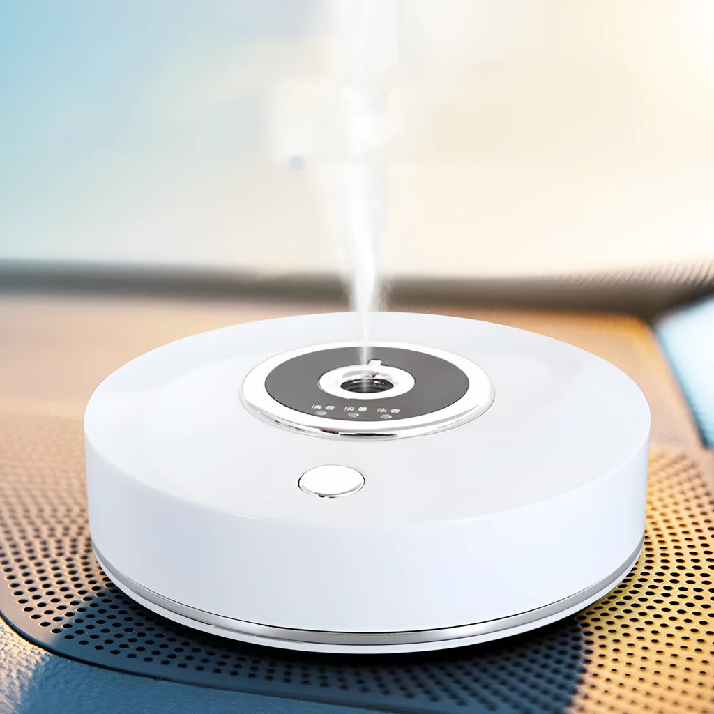 USB vehicle mounted spray aromatherapy machine in black, grey, or white for car cabin air freshening