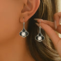 Silver retro fashion earrings with electroplated finish and alloy construction