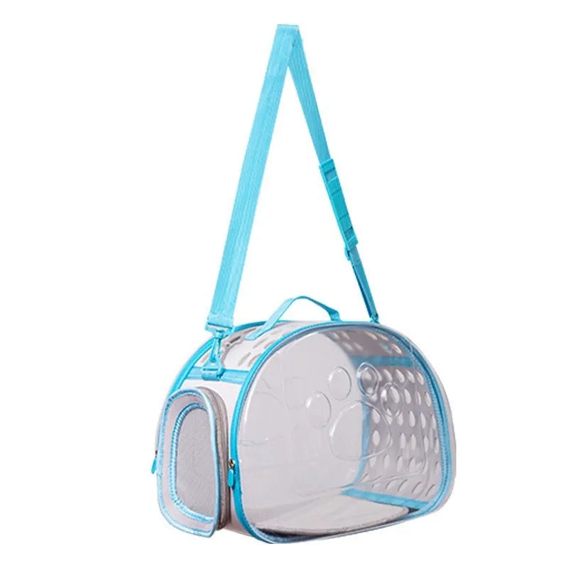 Large transparent hard EVA space capsule-style cat backpack carrier in grass green colour.