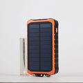 Hand solar mobile power bank 12000mAh orange green dual USB LED lamp