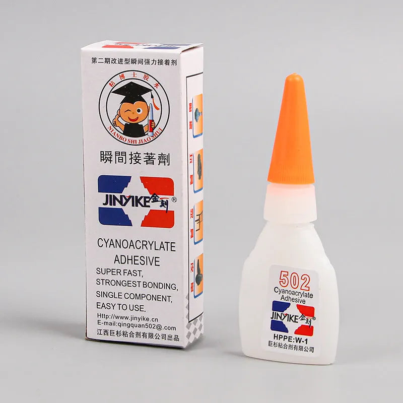 A 3g tube and an 8g tube of specialised instant strong adhesive for shoe repair