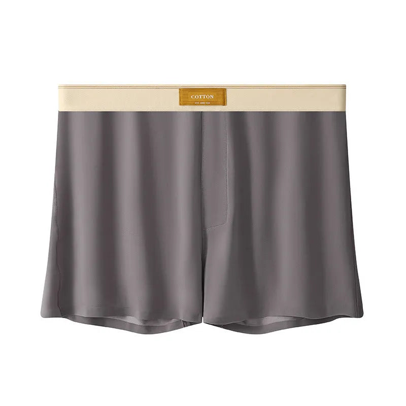 Three pairs of solid colour men's ice silk boxer shorts in loose fit mid-waist design