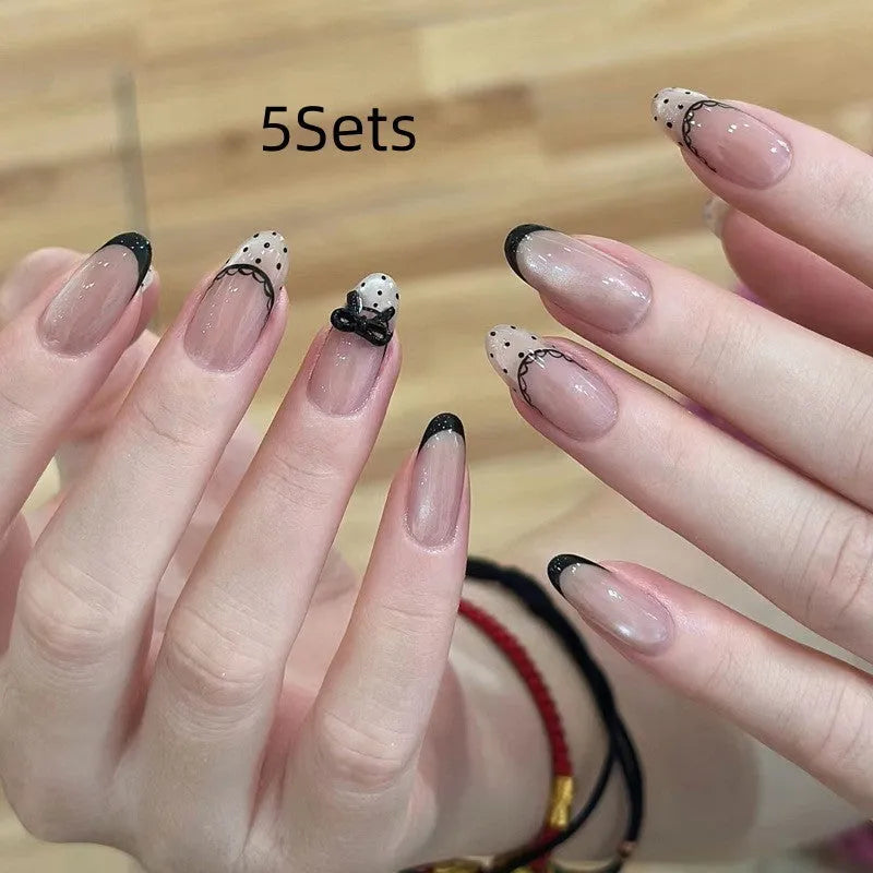 Set of sweet pastel coloured fake nails for girls in short square style