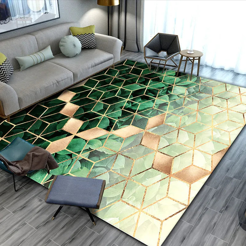 Modern minimalist geometric abstract machine woven crystal velvet polyester fibre rectangle carpet in multiple colours and sizes