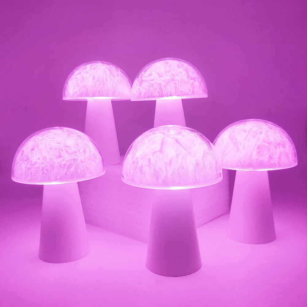 Creative remote control mushroom night lamp with RGB colour change, 3W LED, 9x9x13.5 cm built-in battery design