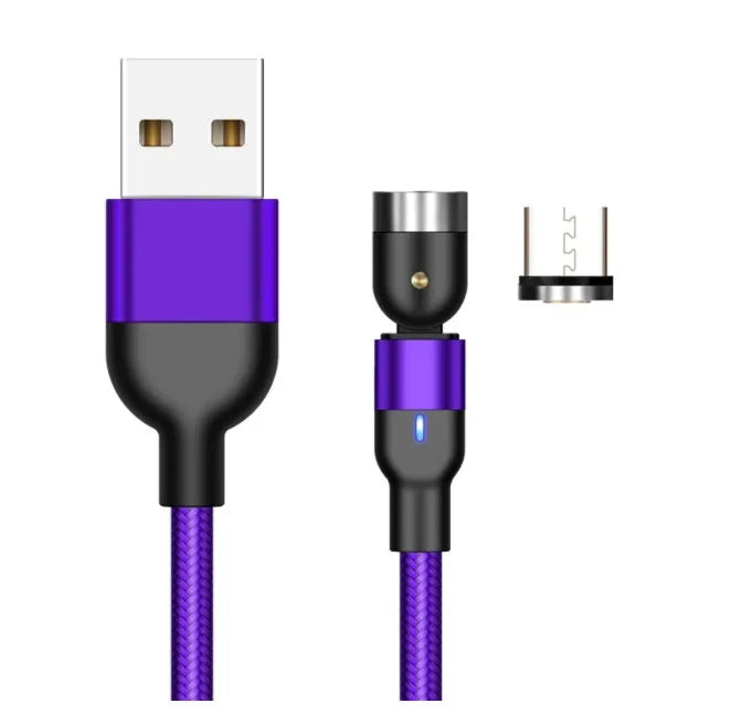 Essager 360-degree rotating magnetic USB charging cable with blue LED indicator and aluminium alloy shell