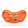 Hamburger-shaped crinkle dog toy with dual squeaker and crinkle sound, no stuffing