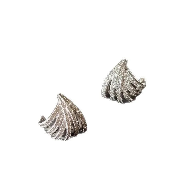Women's geometric line design zircon earrings with platinum electroplating finish
