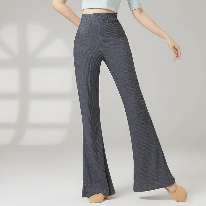 Women's solid colour dance practice trousers for classical and sports dance body training
