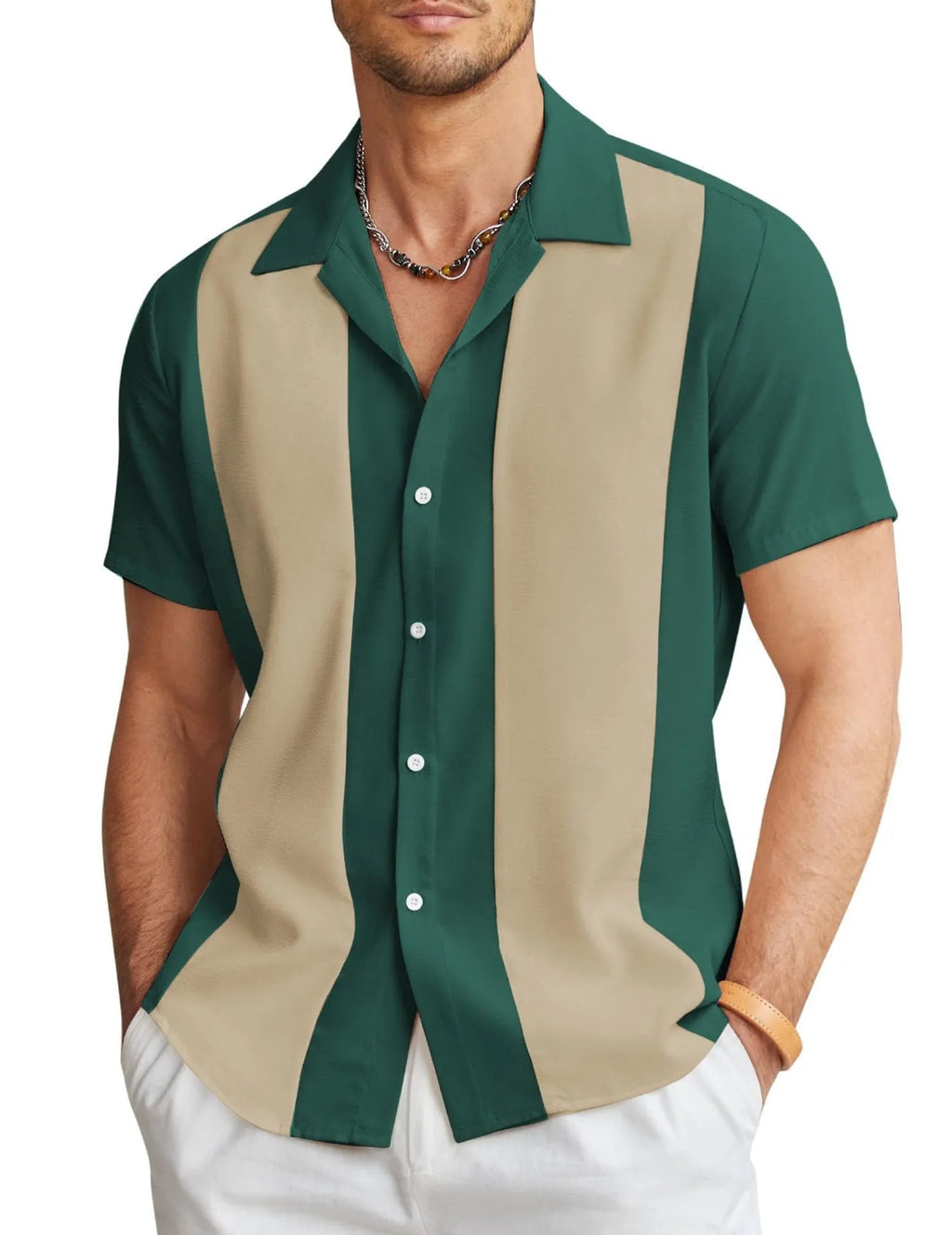 Men's slim-fit Hawaiian short sleeve shirt with digital print, polyester fibre, available in multiple colours and sizes S to 6XL