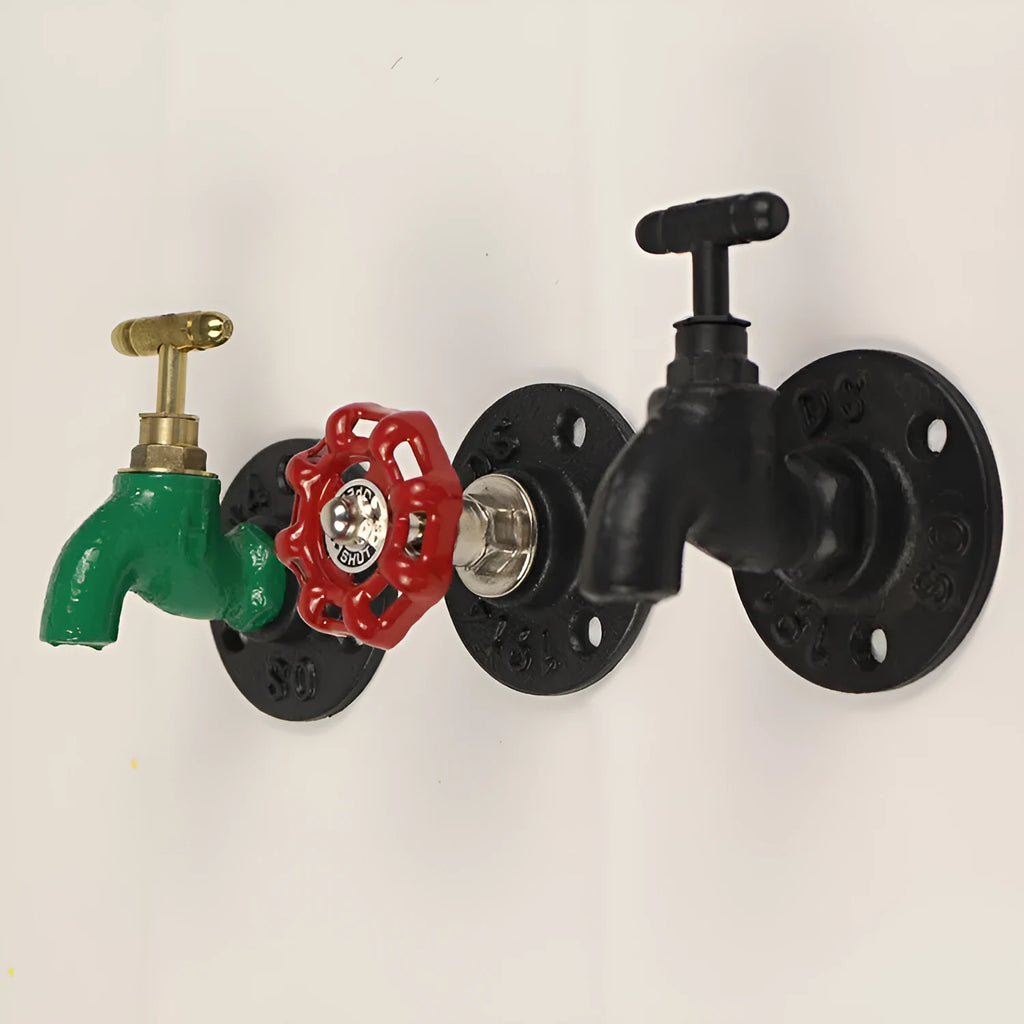 Water pipe style metal towel rack wall hook in black, green or red colour with polished finish