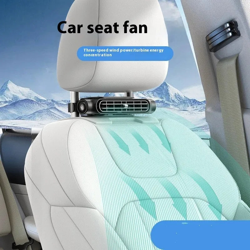 USB plug-in car seat fan with brushless motor and three-speed button control