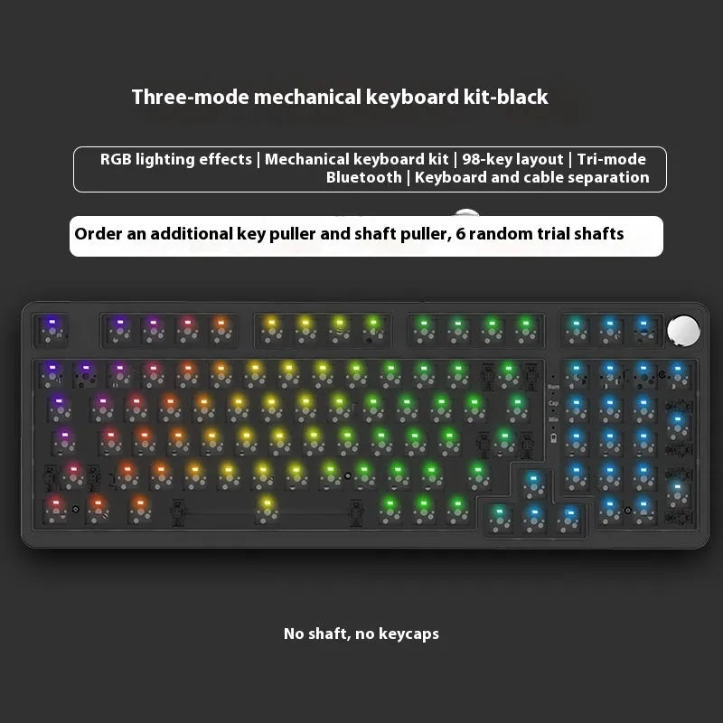 98 key wireless Bluetooth mechanical keyboard with display screen and metal knob