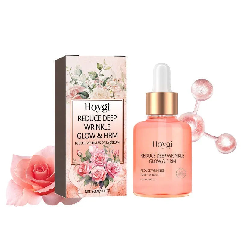 30ml rose essential oil in glass bottle for wrinkle smoothing and skin brightening