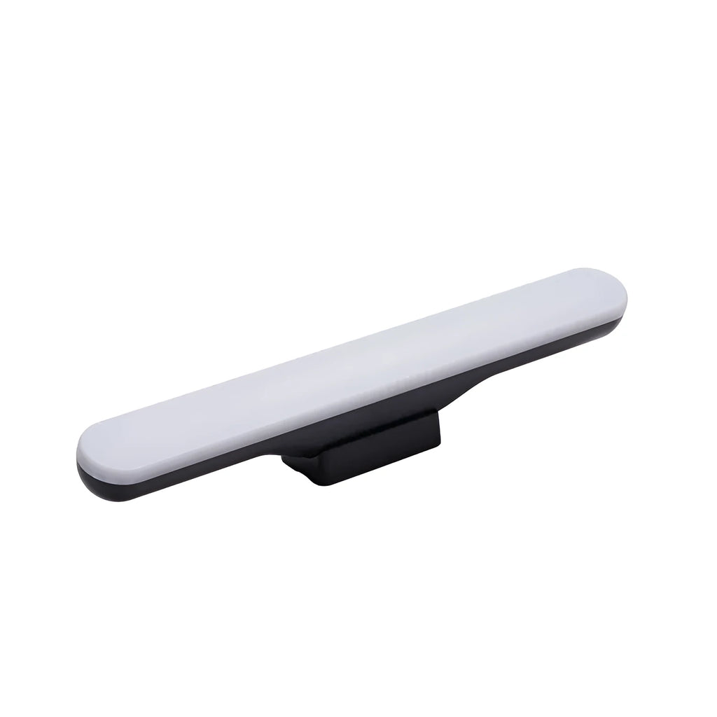 Modern plastic LED desk lamp with touch switch, built-in lithium battery, and adjustable brightness on a desk