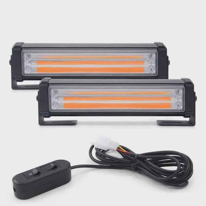 Yellow 9W COB LED strobe warning light with aluminium alloy housing for 12-24V vehicle systems