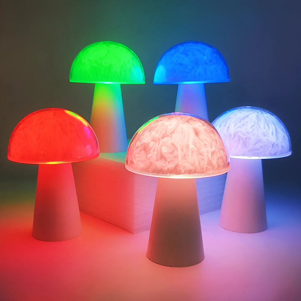 Creative remote control mushroom night lamp with RGB colour change, 3W LED, 9x9x13.5 cm built-in battery design