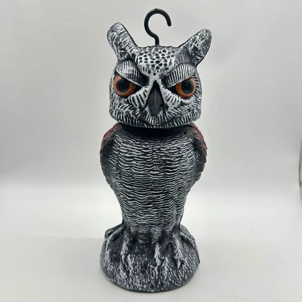 Plastic artificial owl bird deterrent ornament with shaking head design for outdoor pest control