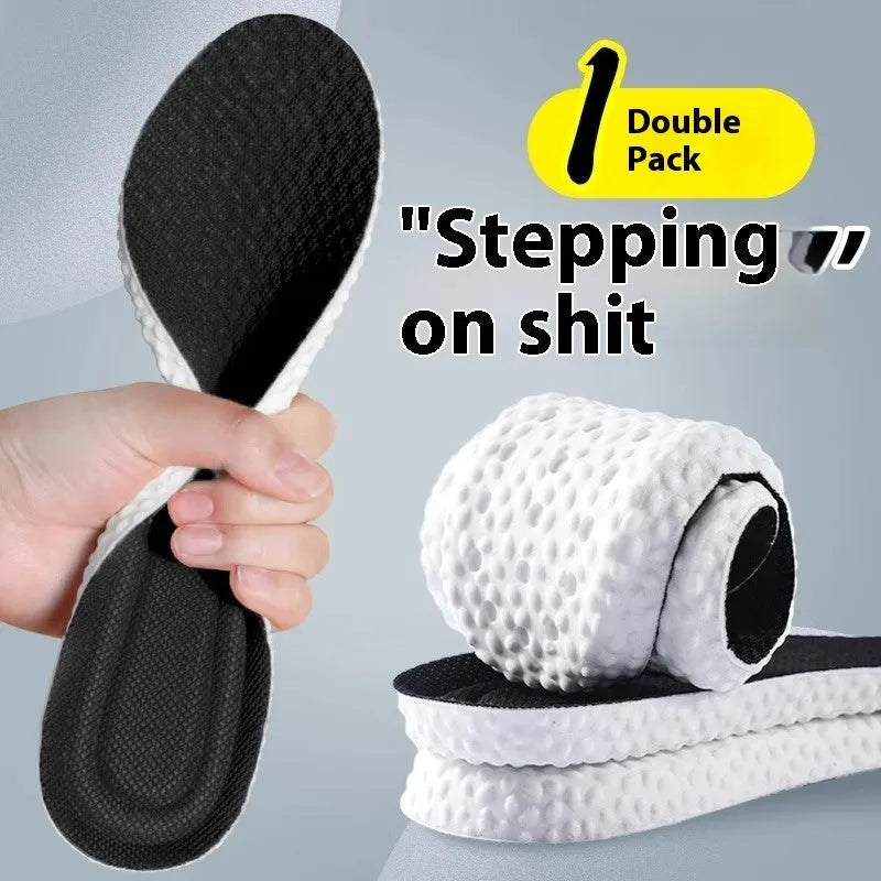 Breathable PU sports insoles in grey, black and orange colours with trim-to-fit edges
