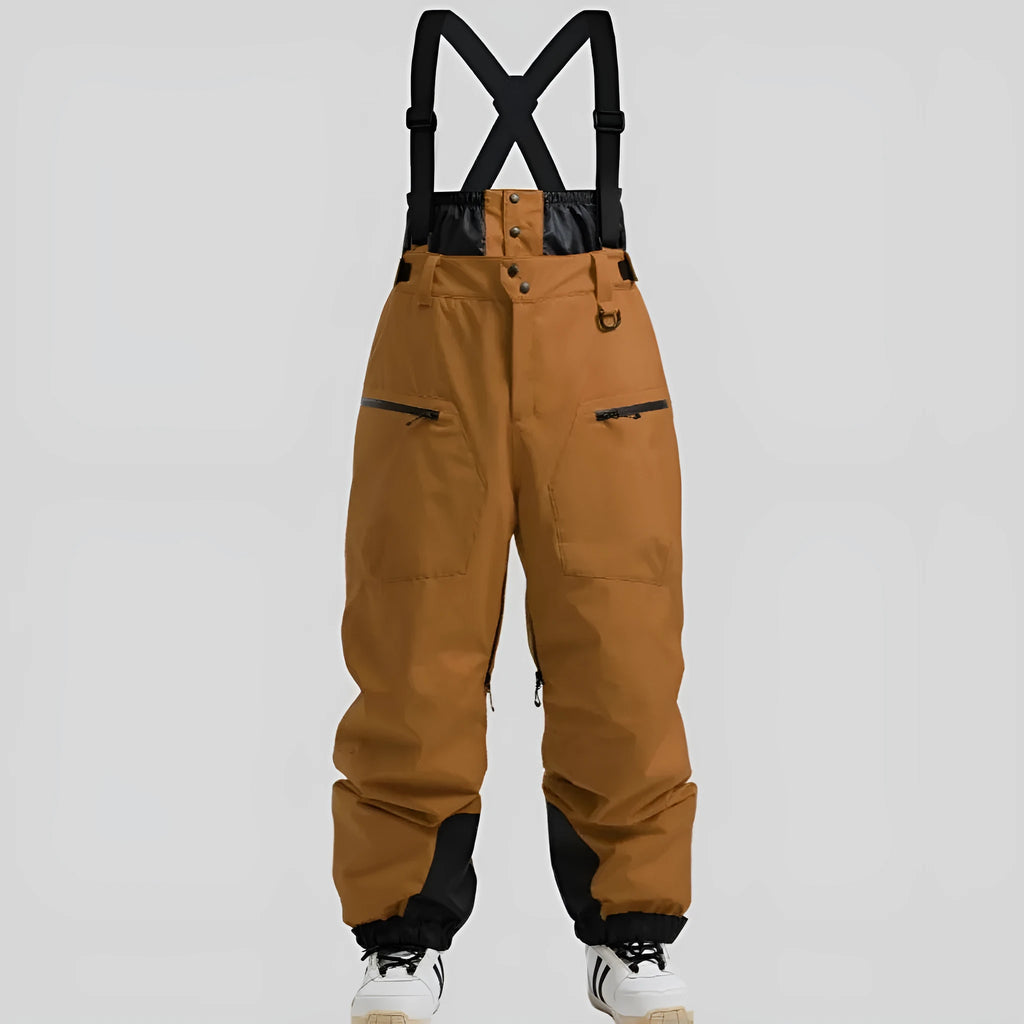 Men's waterproof ski trousers with thickened straps in linen flame-retardant fabric