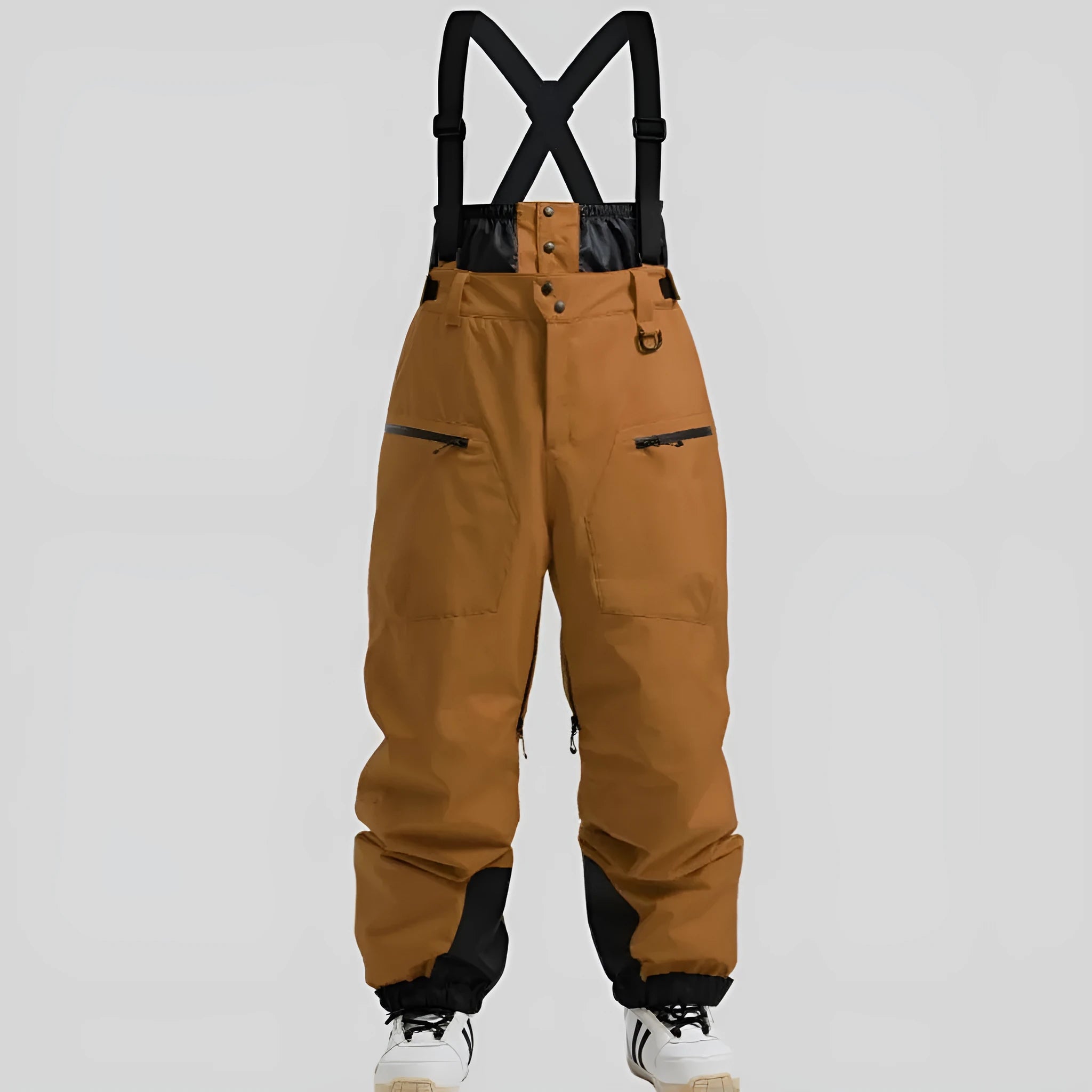 Men's waterproof ski trousers with thickened straps in linen flame-retardant fabric