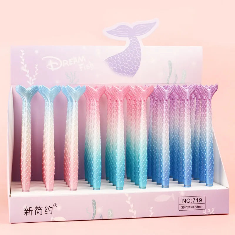 Creative cartoon mermaid pen with 0.38mm fine tip, random colour, plastic body, isolated on white background