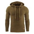 Men's cotton-polyester hooded sweatshirt shown in various colours including black, navy, and red.