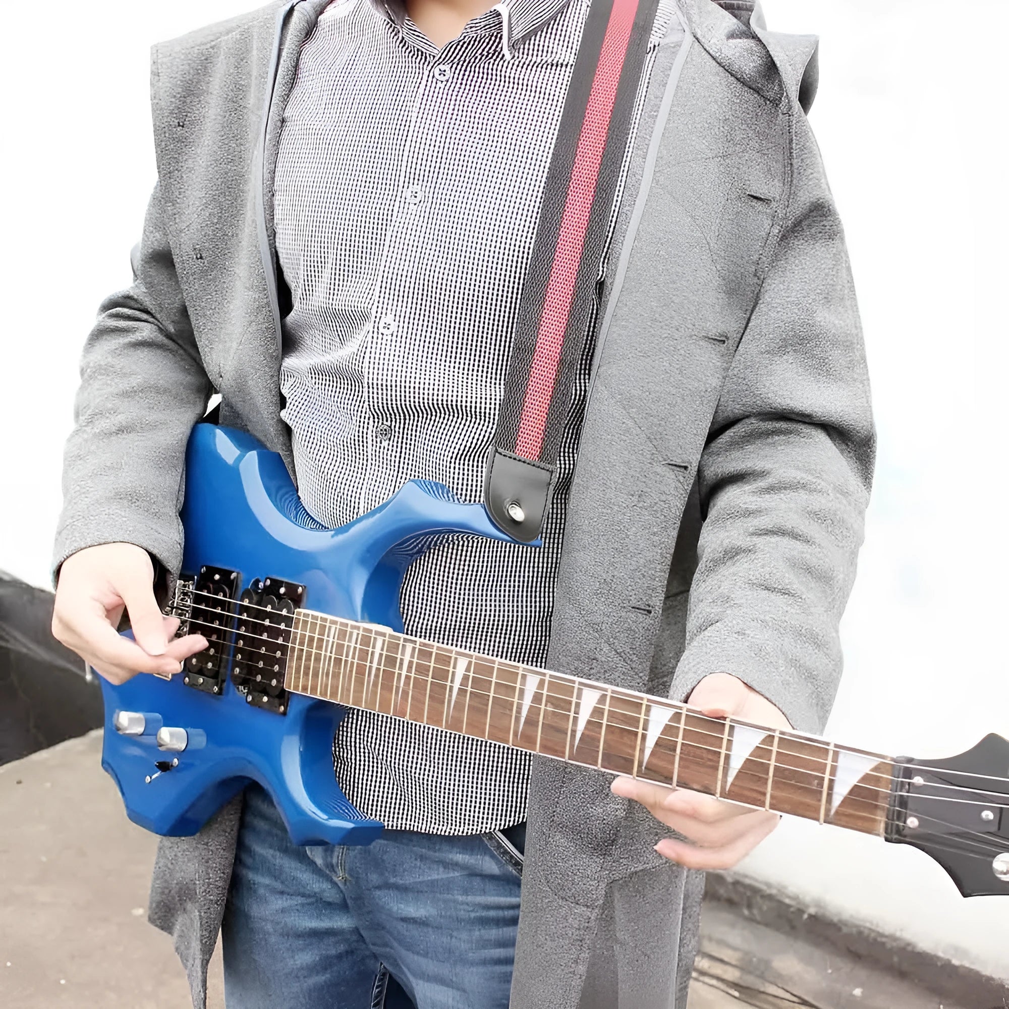 Woven crossbody strap for guitars, bass, and ukuleles in five colour options