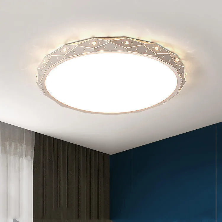 Round LED ceiling lamp with iron frame, black or white, 30-60cm diameter, 18-48W, 220V, for living room or bedroom